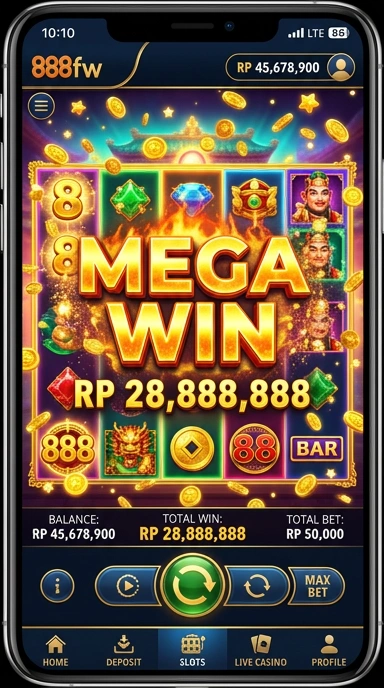 Antarmuka pengguna 888fw yang memudahkan navigasi aplikasi dan fitur terbaru.